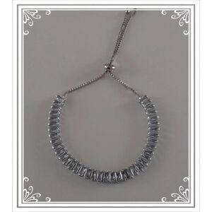 Gorgeous 10 Ct. Baguette Cut Sim Diamond Bolo Tennis Bracelet~18KWGP~New